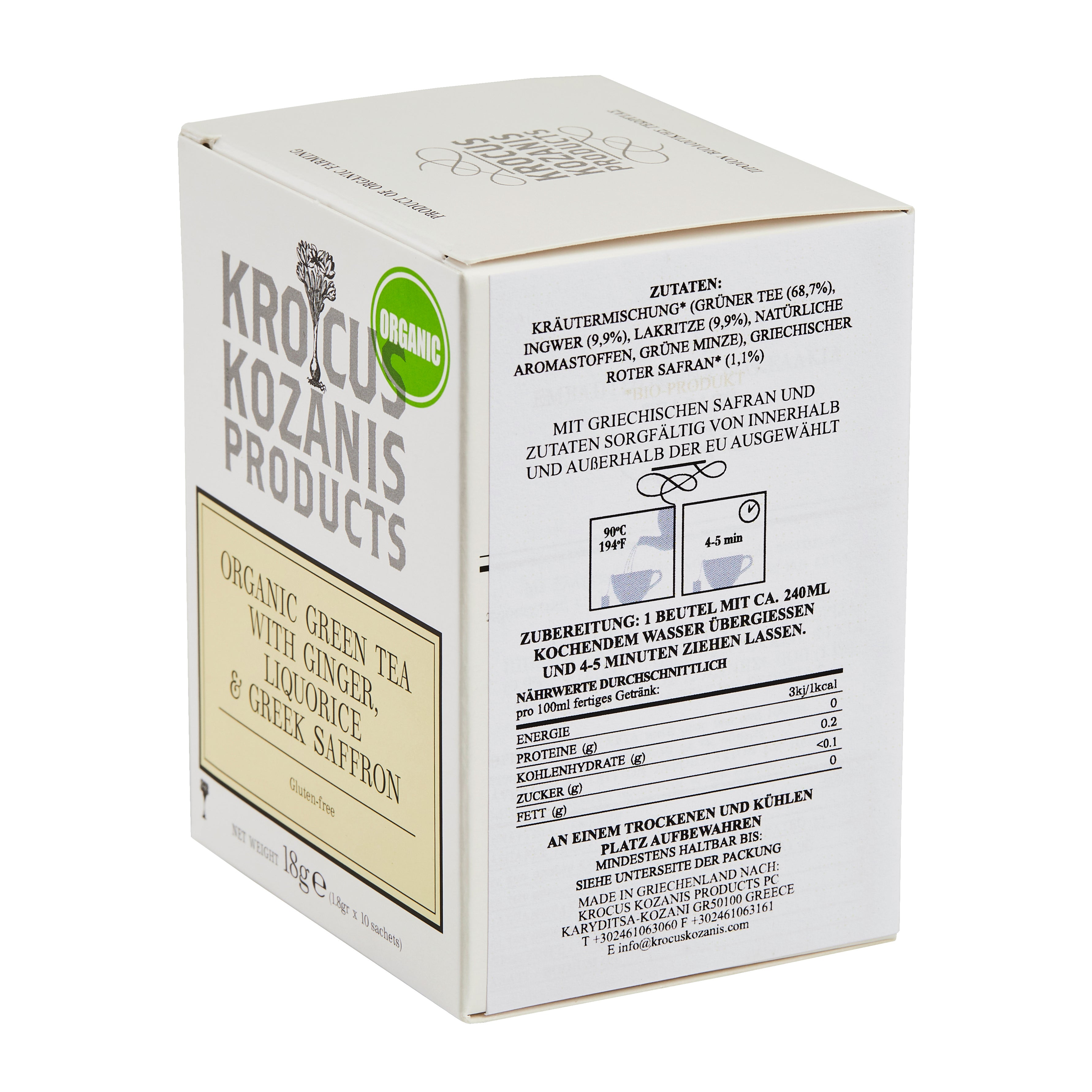 Griechischer Bio Grüner Tee mit Ingwer und Safran 18 g