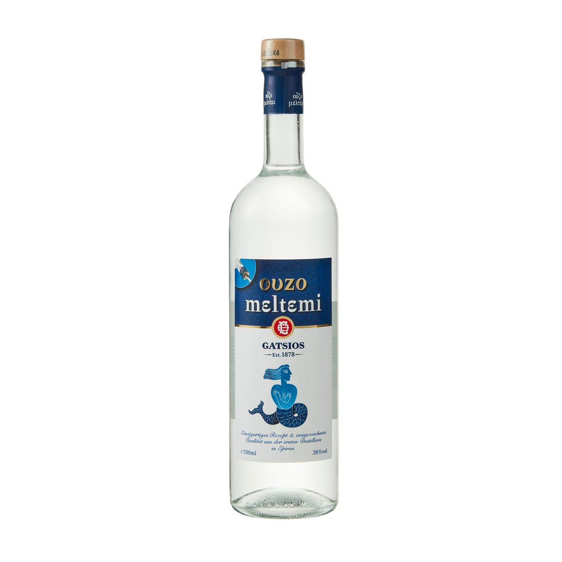 Ouzo Meltemi mit einem Glas Gatsios 0,7 l 40% Vol.