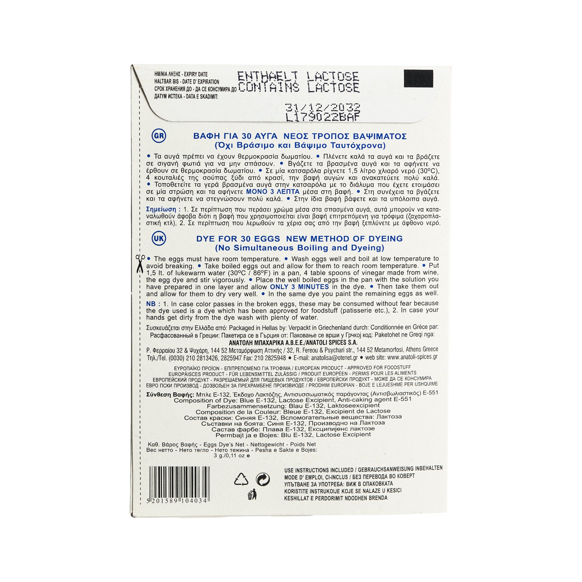 Anatoli blaue Eierfarbe 3 g