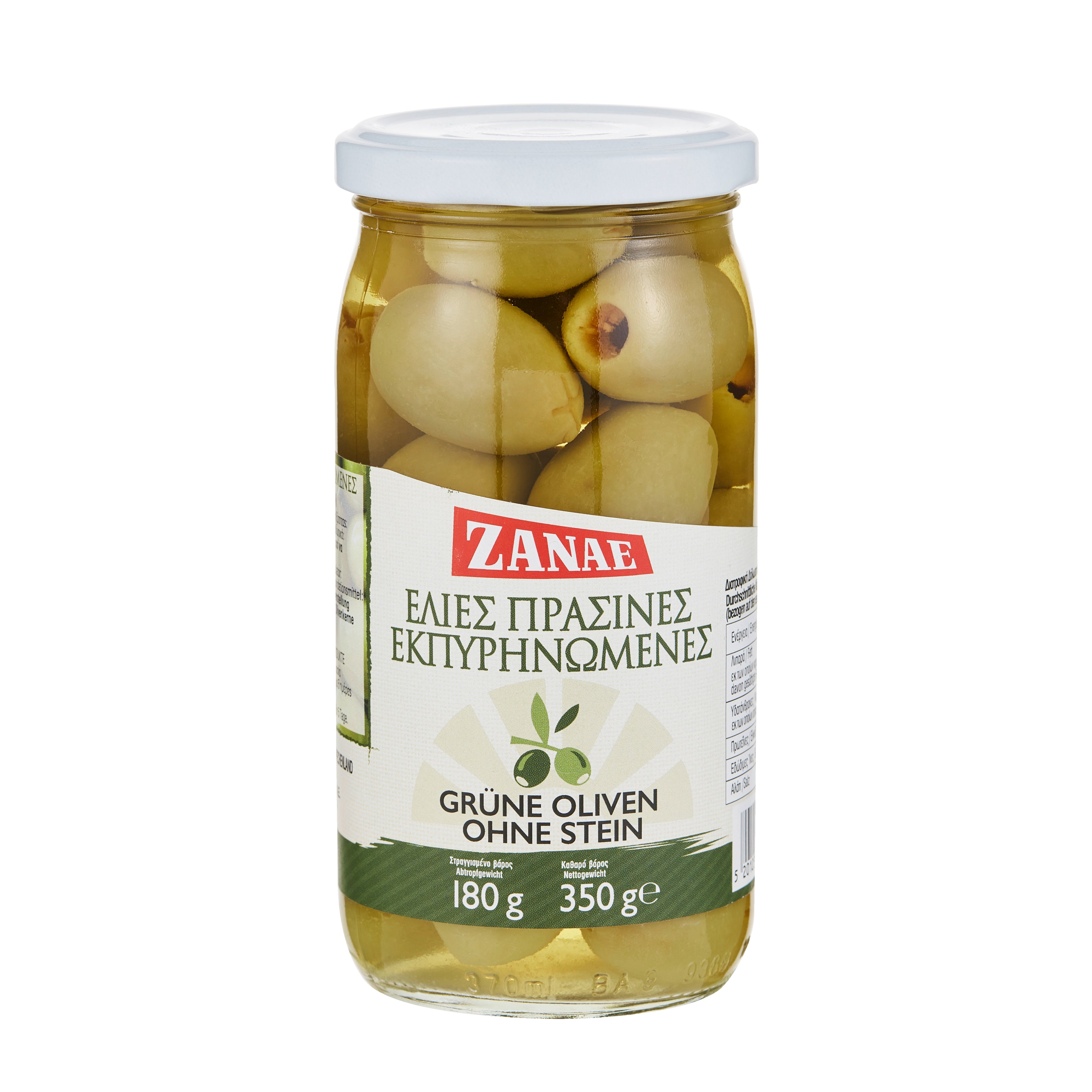 Grüne Oliven ohne Kern Zanae 350 g