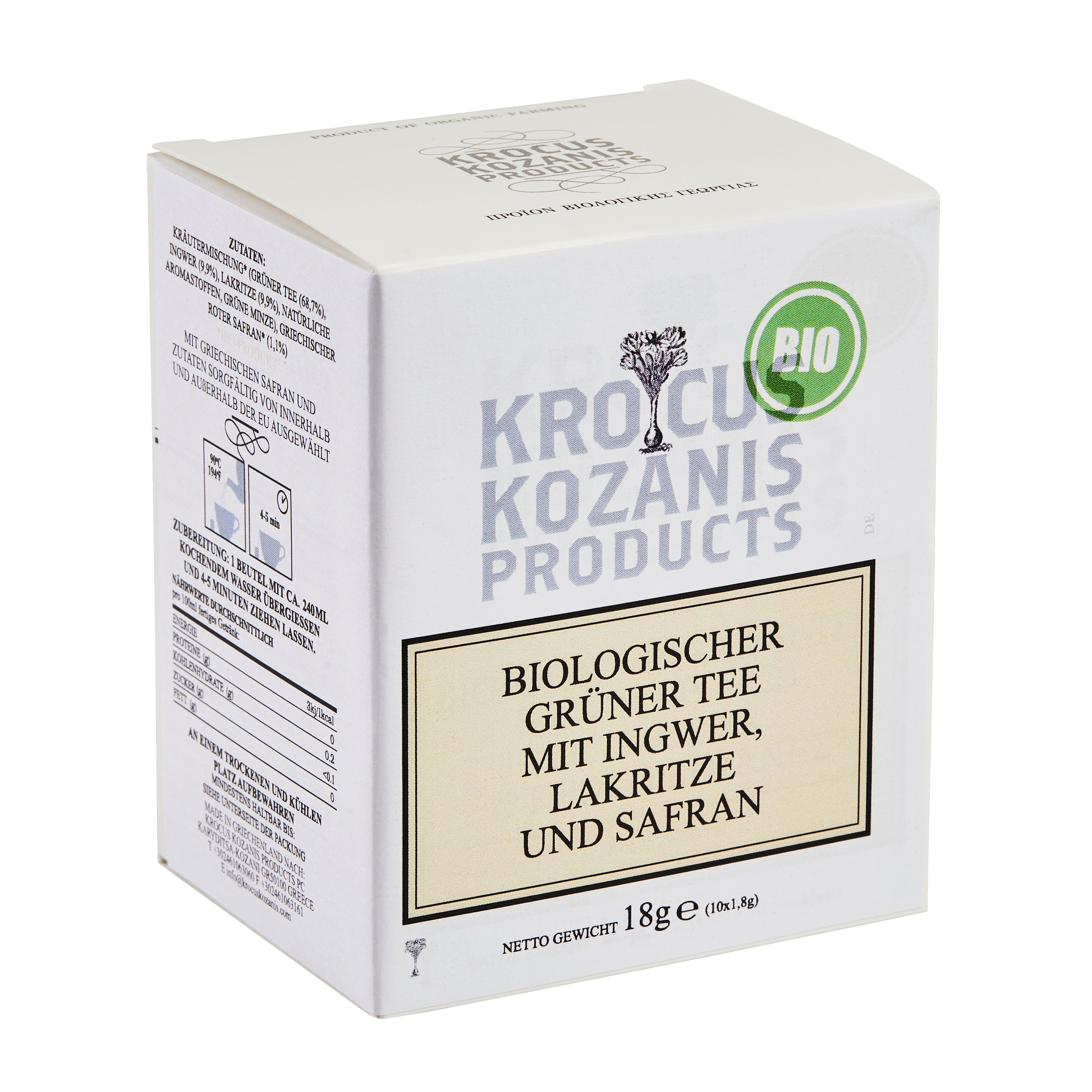 Griechischer Bio Grüner Tee mit Ingwer und Safran