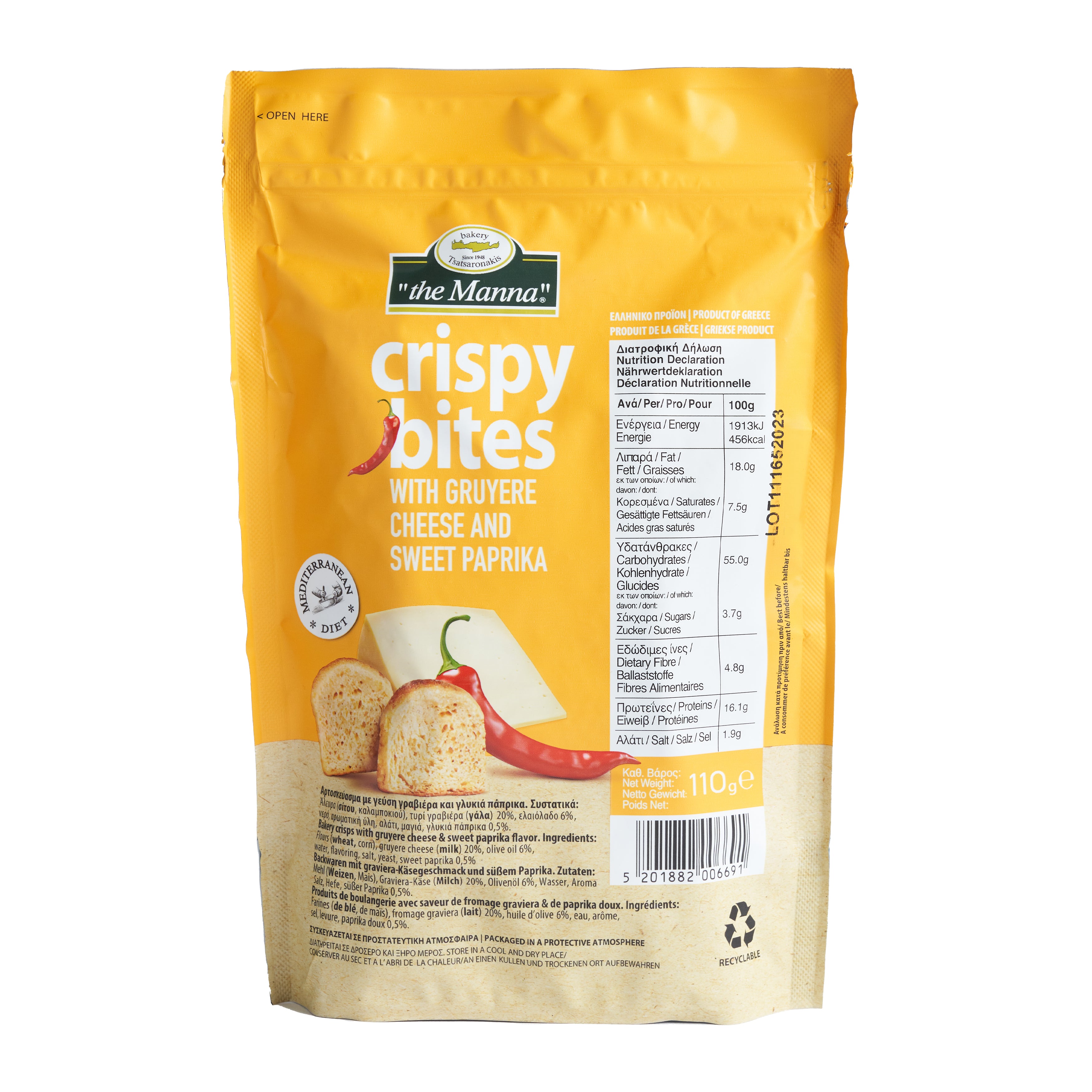 ToManna Zwieback mit Graviera Käse und Paprika 110g