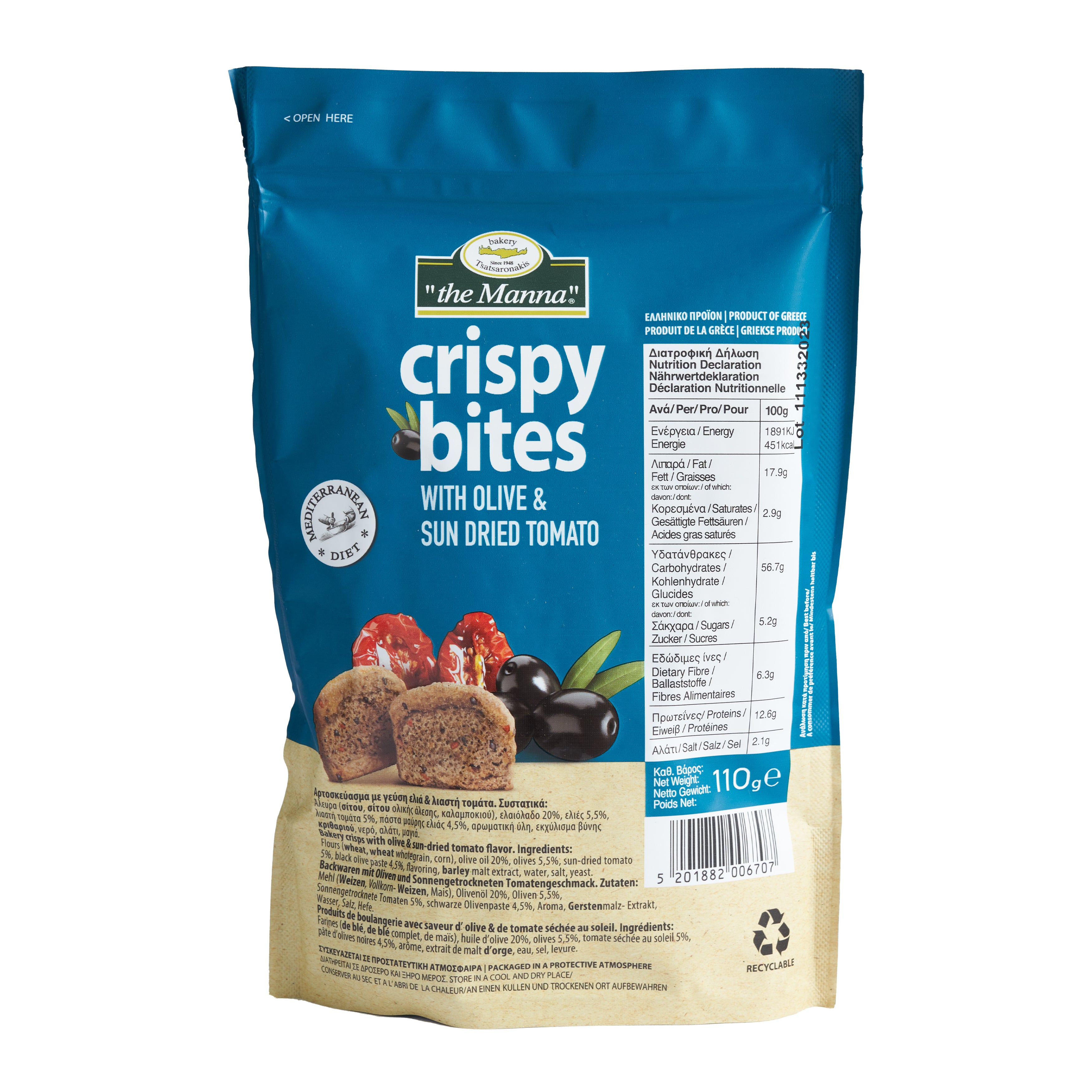 ToManna Zwieback mit Olive und getrockneten Tomaten 110g