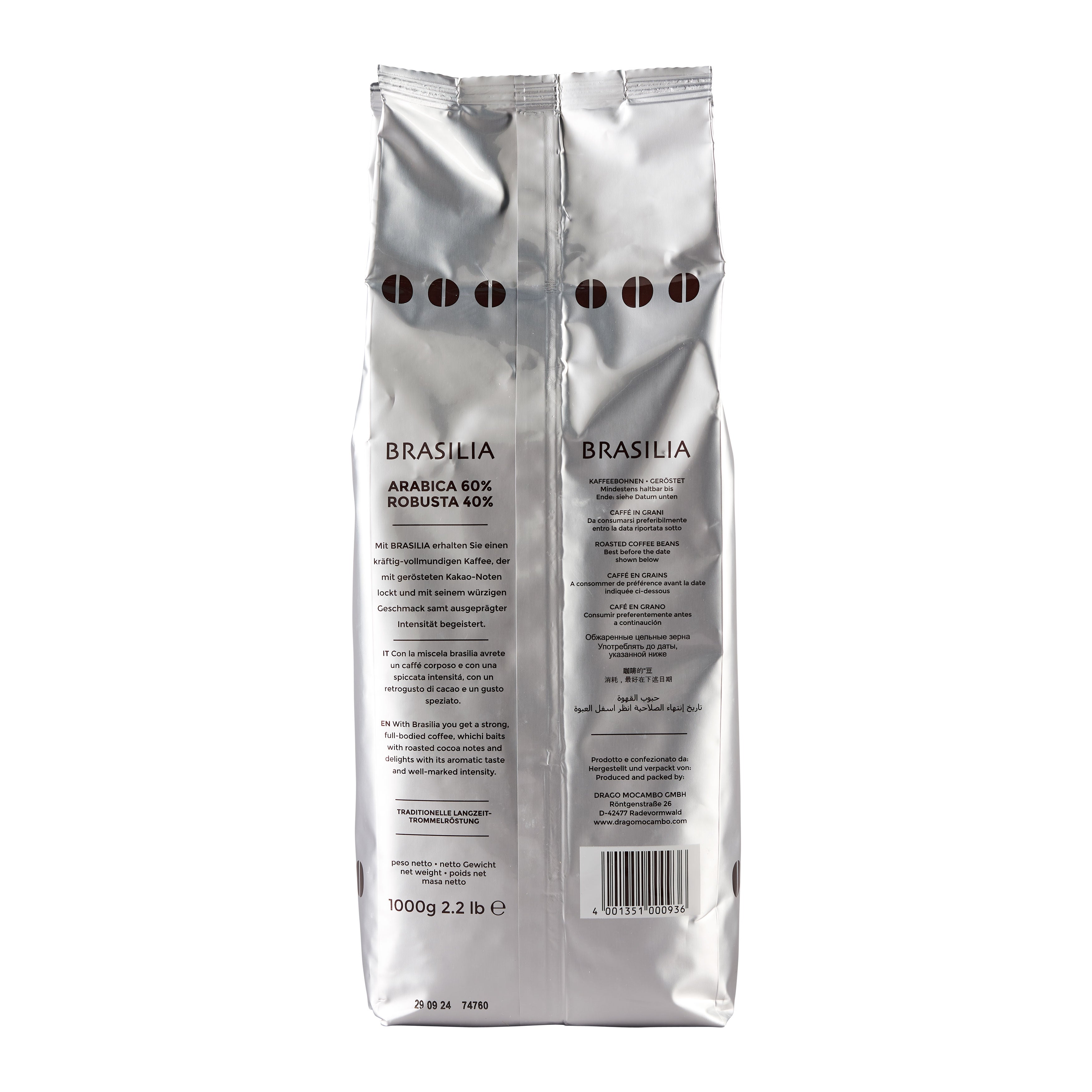 Drago Mocambo "Brasilia" Silber Röstkaffee ganze Bohne 1,0kg