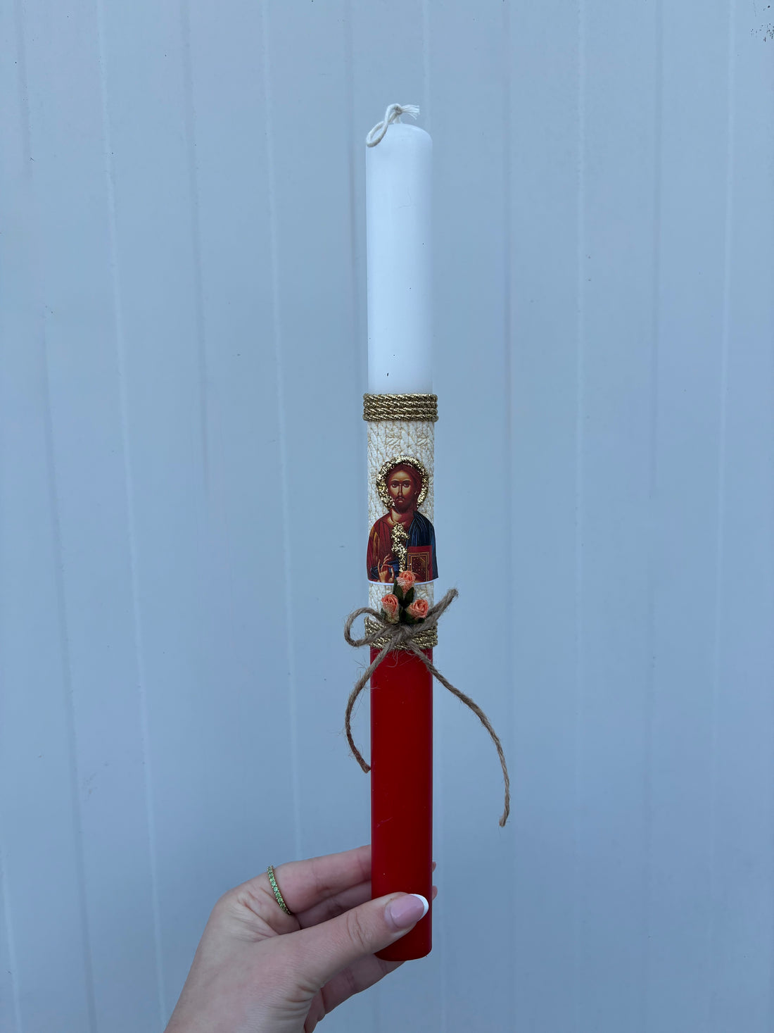 Osterkerze Jesus Christus (Rot Oval)