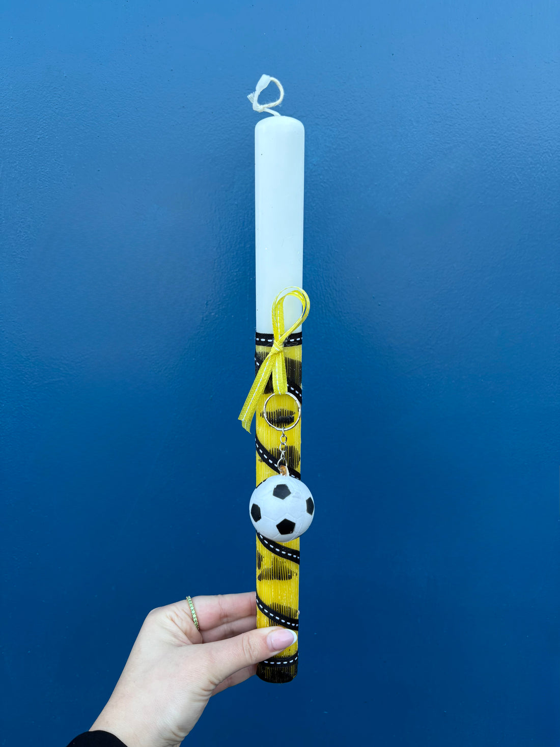 Osterkerze Fußball (Schwarz-Gelb)