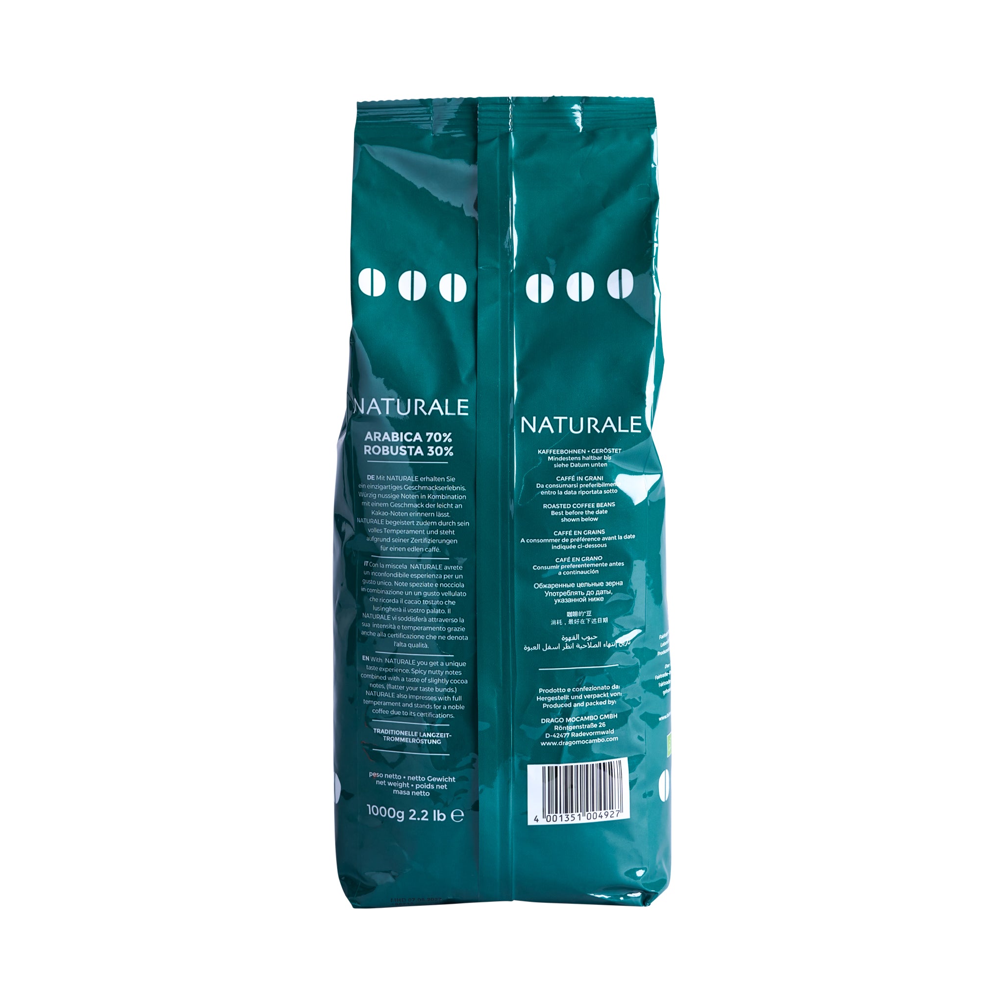 Bio Drago Mocambo "Naturale" Biologico Selezione Arabica Röstkaffee ganze Bohne 1,0kg