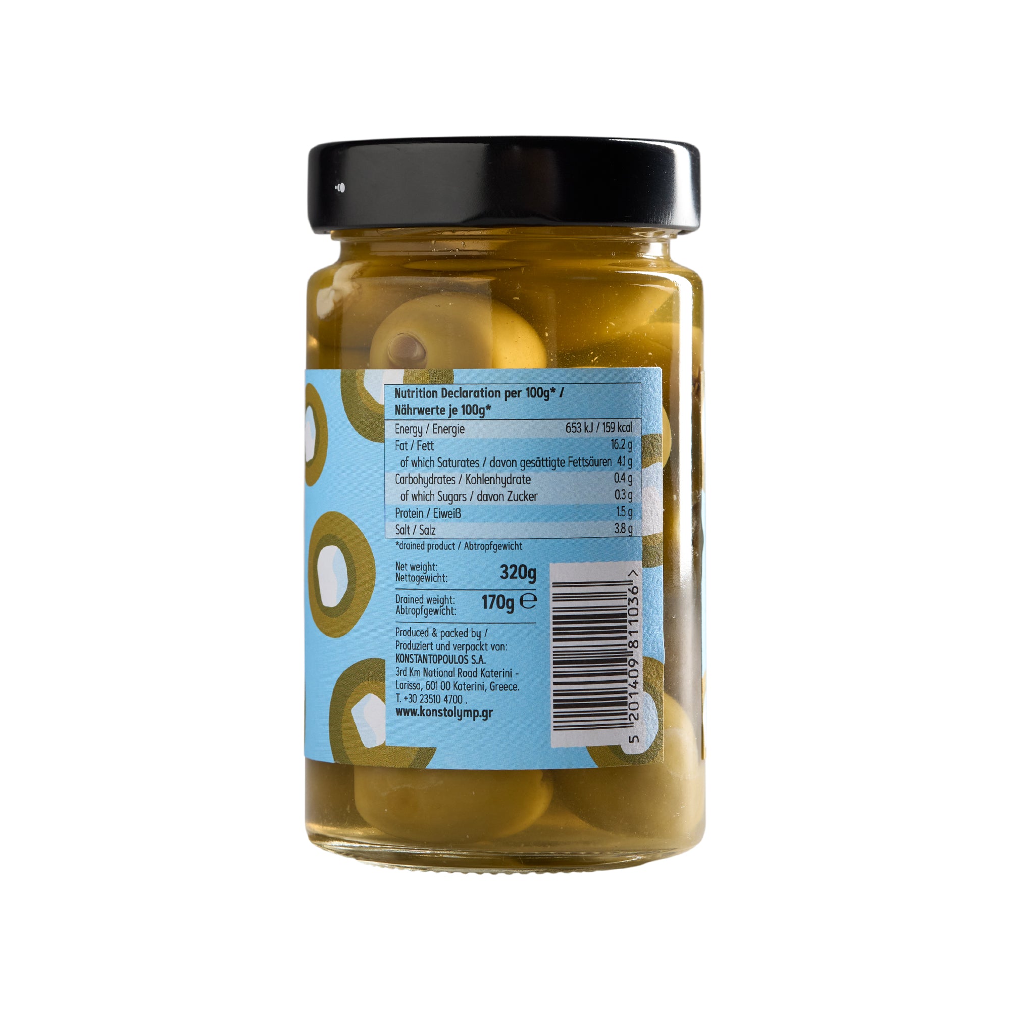 Grüne Oliven gefüllt mit Fetakäse Olymp Konstantopoulos 320 g