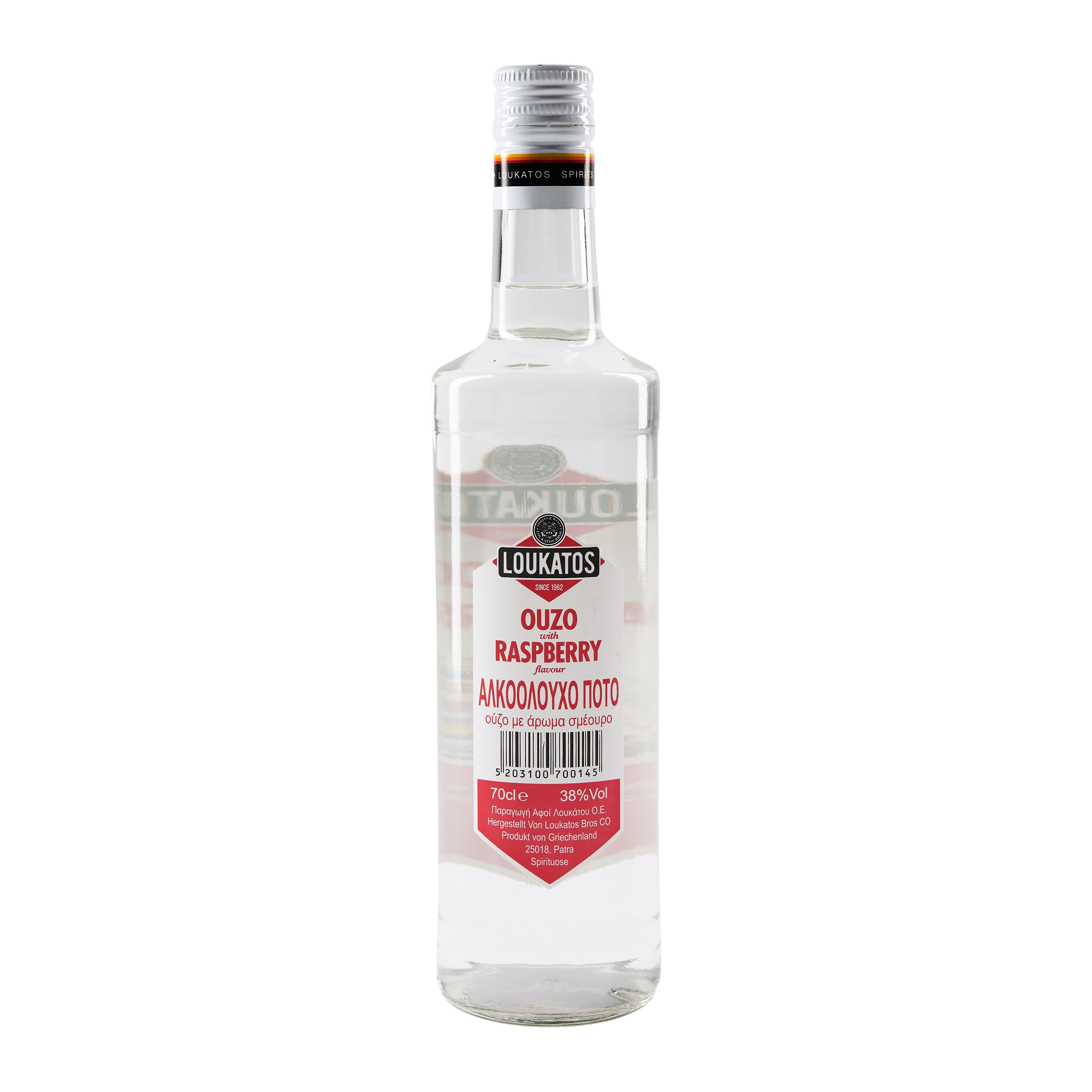 0,7 l Ouzo - Raspberry Loukatos 38 % Vol