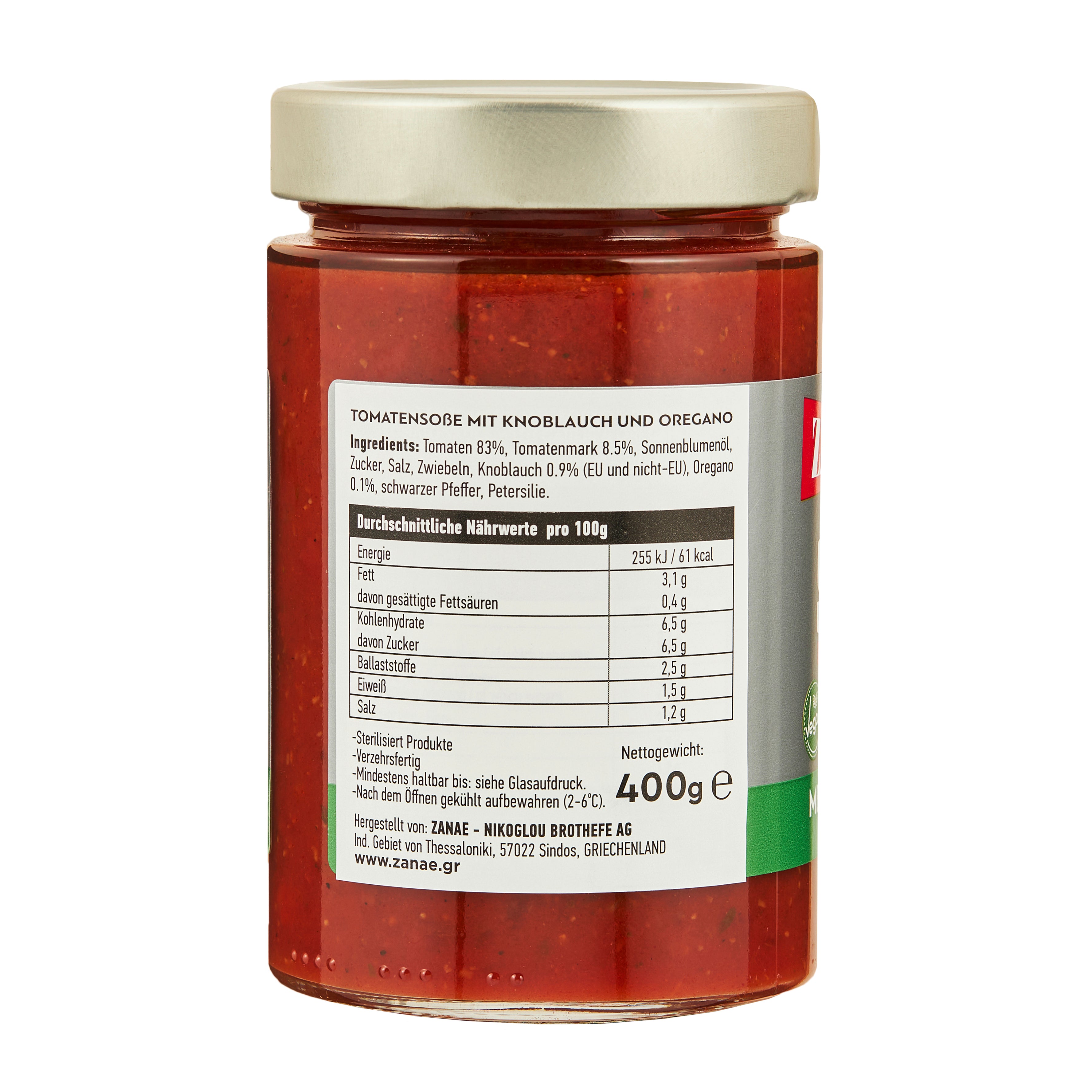 Tomatensauce mit Knoblauch - Oregano Zanae 400 g