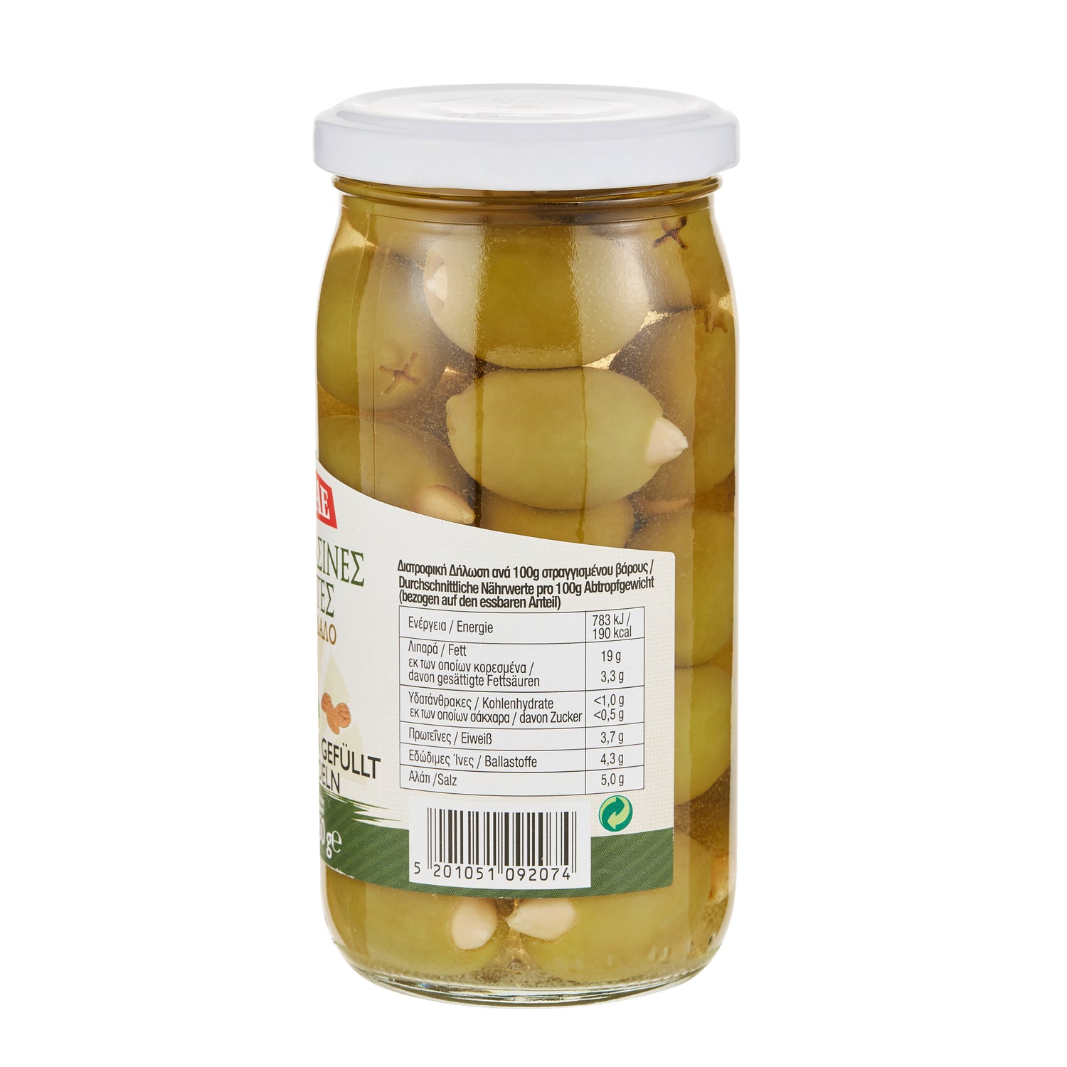 Grüne Oliven gefüllt mit Mandeln Zanae 350 g