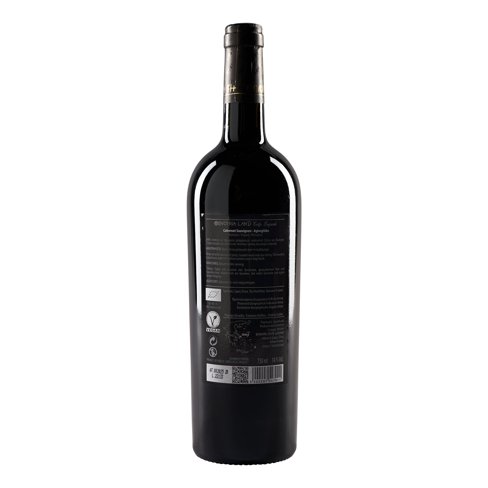 Bio Oenotria Land Cabernet Costa Lazaridi Rotwein trocken 0,75 l