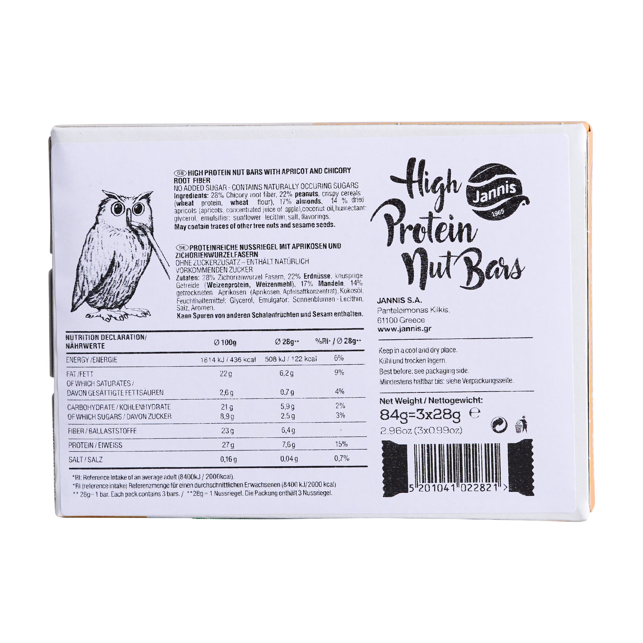 Jannis High Protein Nut Bar Apricot 84 g