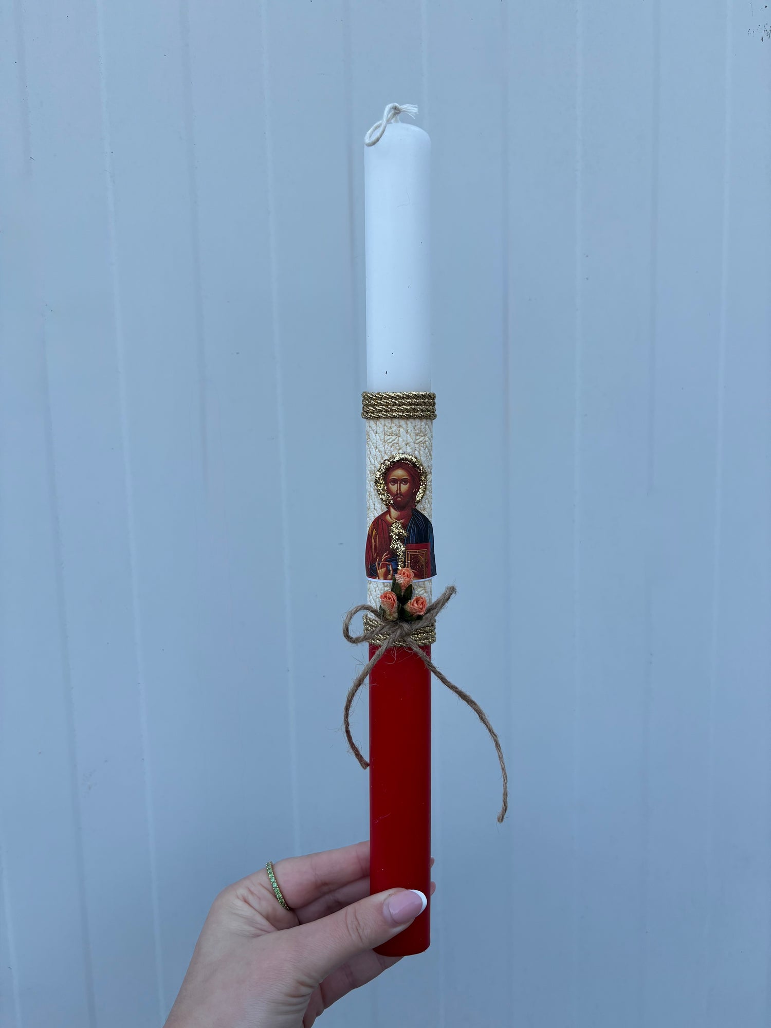 Osterkerze  Jesus Christus (Rot Oval)