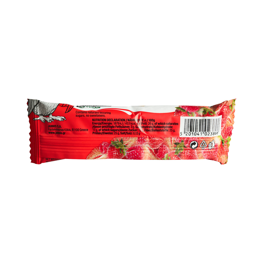 Jannis High Protein Bar Erbeer Himbeer Zero Zucker 28 g