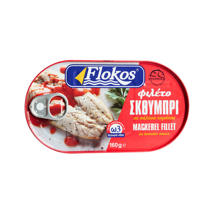 Flokos Makrelen Filet in Tomatensauce Skoumpri 160 g