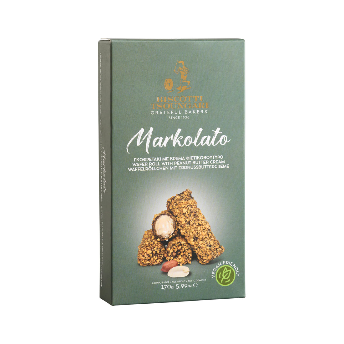 Markolato Waffelröllchen mit Erdnussbuttercream Biscotti 170 g