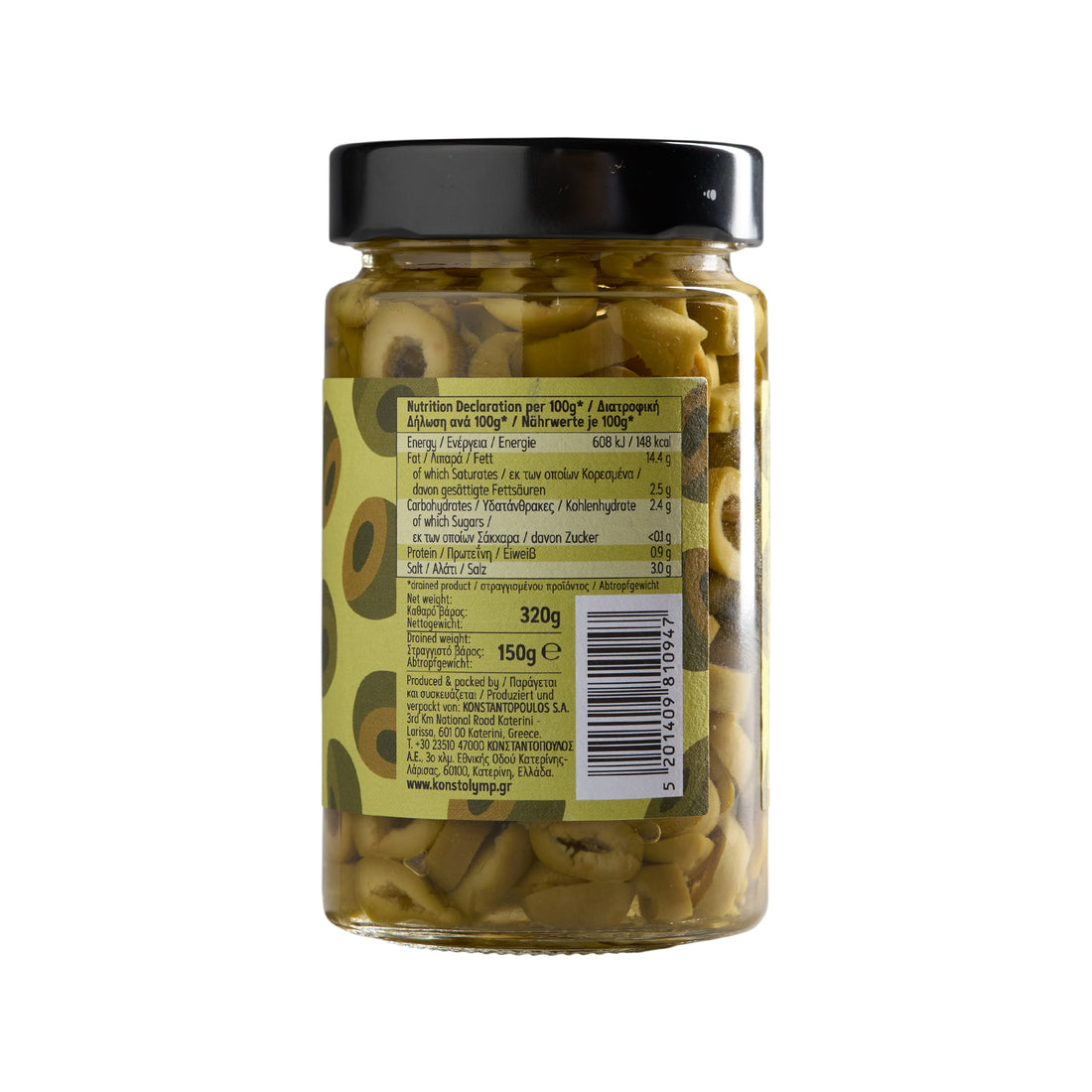 Olymp Konstantopoulos Grüne Oliven geschnitten 320 g