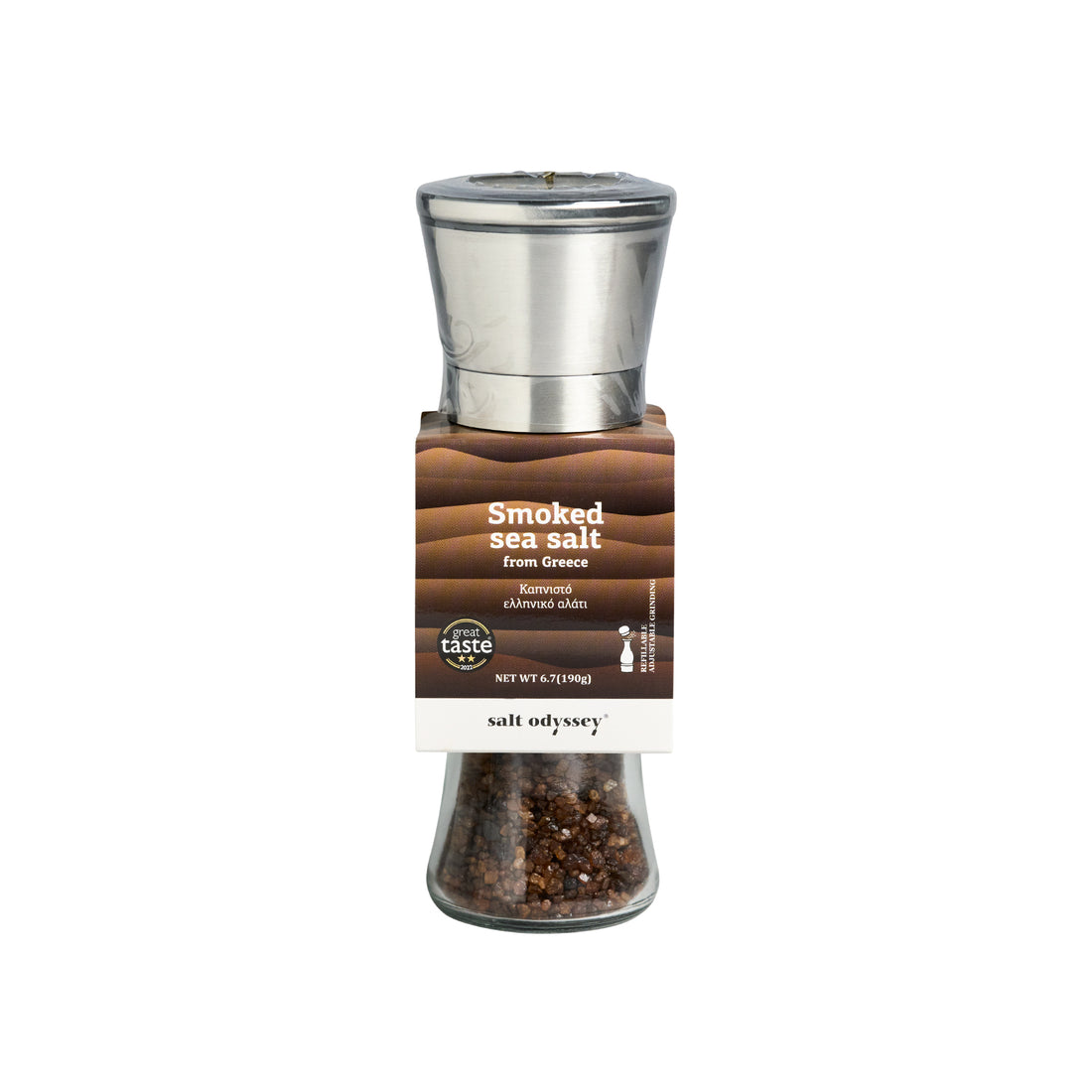 Salt Odyssey Mühle Meersalz geräuchert in Buche 190 g